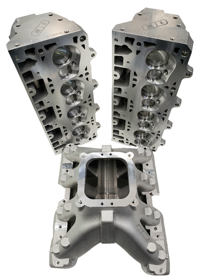 CID LS7 12D BE Cylinder Heads 420+CFM - 2.9" MCSA - Suit 4.125" Bore Std Exhaust Height (Per PAIR) (4614900219978)